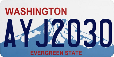 WA license plate AYJ2030