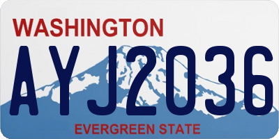 WA license plate AYJ2036