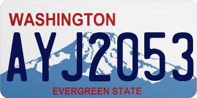 WA license plate AYJ2053