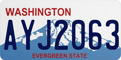 WA license plate AYJ2063