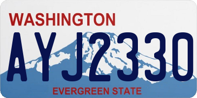 WA license plate AYJ2330