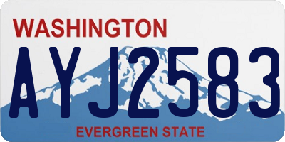 WA license plate AYJ2583