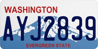 WA license plate AYJ2839