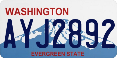 WA license plate AYJ2892