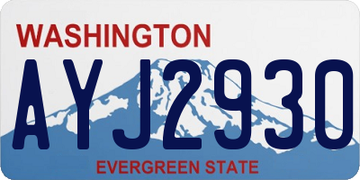 WA license plate AYJ2930