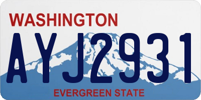 WA license plate AYJ2931