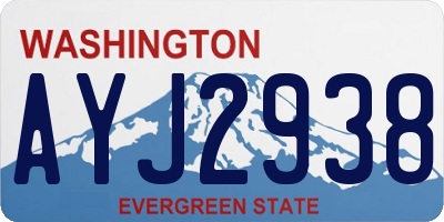 WA license plate AYJ2938