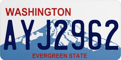 WA license plate AYJ2962