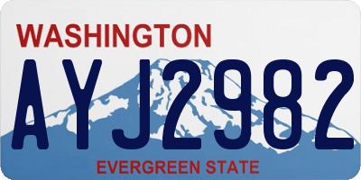 WA license plate AYJ2982