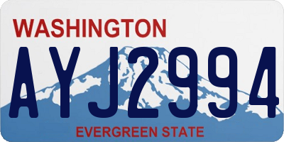 WA license plate AYJ2994