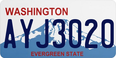 WA license plate AYJ3020