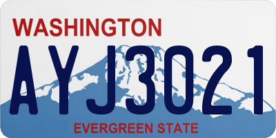 WA license plate AYJ3021