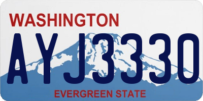 WA license plate AYJ3330