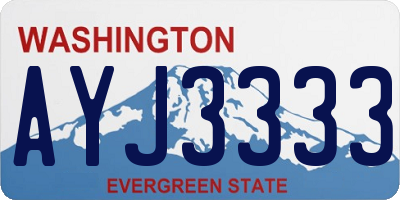 WA license plate AYJ3333