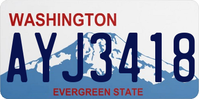 WA license plate AYJ3418