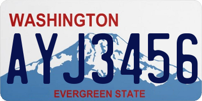 WA license plate AYJ3456