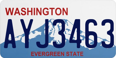 WA license plate AYJ3463