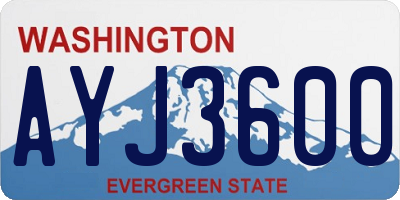 WA license plate AYJ3600