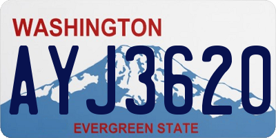 WA license plate AYJ3620