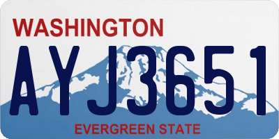 WA license plate AYJ3651