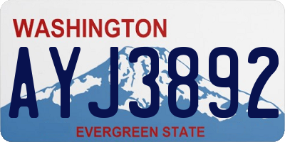 WA license plate AYJ3892