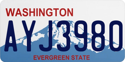 WA license plate AYJ3980