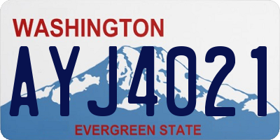 WA license plate AYJ4021