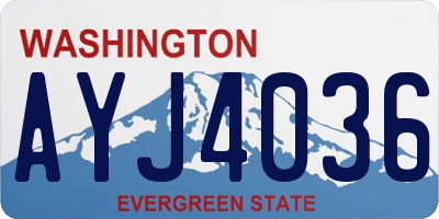 WA license plate AYJ4036