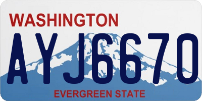WA license plate AYJ6670