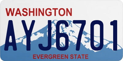 WA license plate AYJ6701
