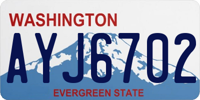 WA license plate AYJ6702