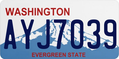 WA license plate AYJ7039