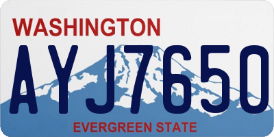 WA license plate AYJ7650