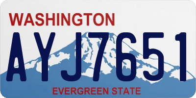 WA license plate AYJ7651