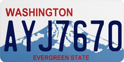 WA license plate AYJ7670