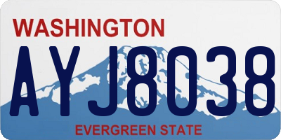 WA license plate AYJ8038