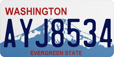 WA license plate AYJ8534