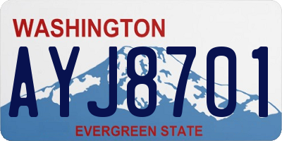 WA license plate AYJ8701