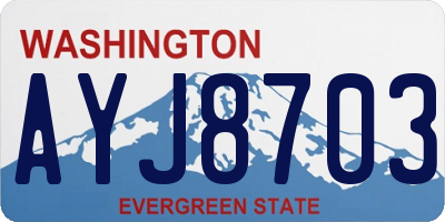 WA license plate AYJ8703
