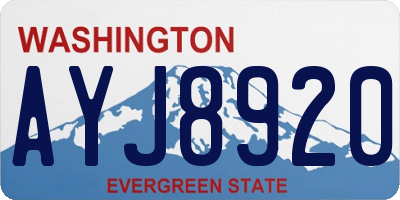 WA license plate AYJ8920