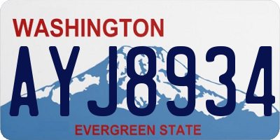 WA license plate AYJ8934