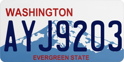 WA license plate AYJ9203