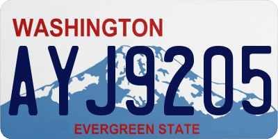 WA license plate AYJ9205
