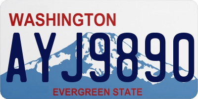 WA license plate AYJ9890
