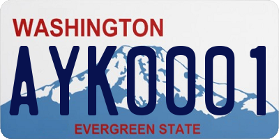 WA license plate AYK0001