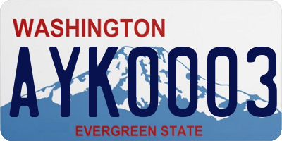 WA license plate AYK0003