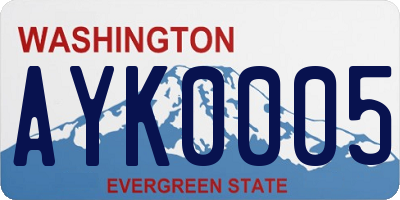WA license plate AYK0005