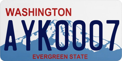 WA license plate AYK0007