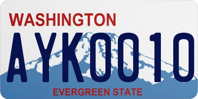 WA license plate AYK0010