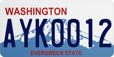 WA license plate AYK0012